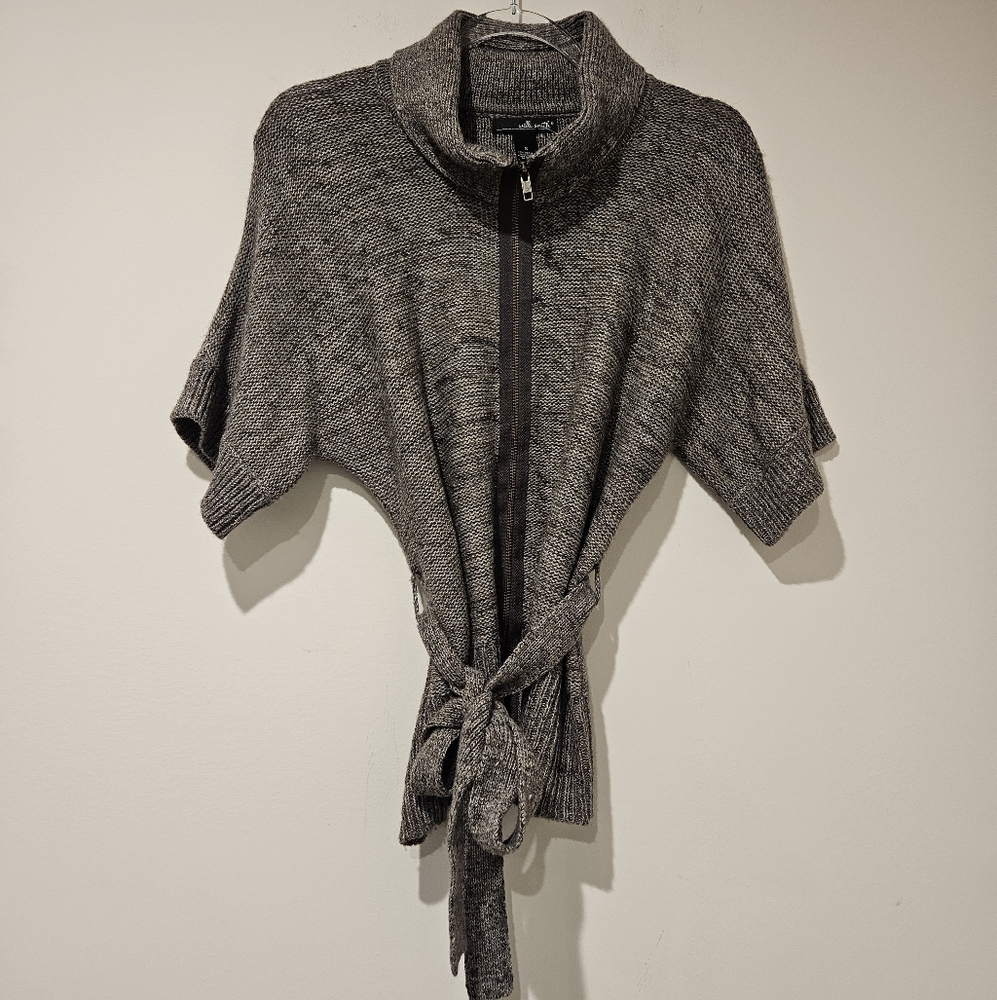Willi Smith Charcoal Cowl Neck Zip Up Sweater, Size Small
